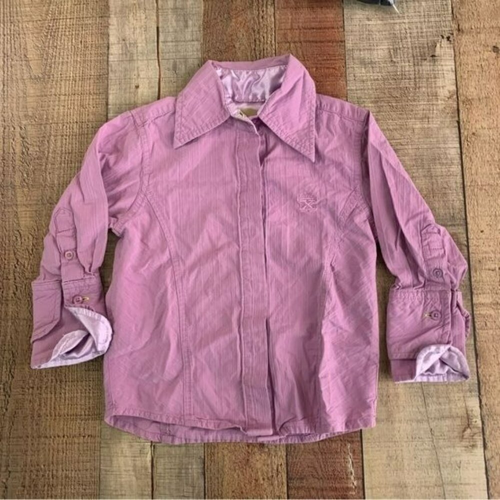 Wrangler Twenty X girls purple western cowgirl button down long sleeve shirt -2T